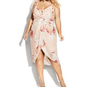 City chic dress women’s 16 pink powder floral slip dress summer wedding brunch